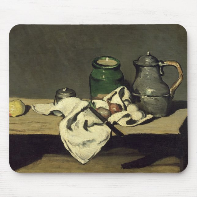Mousepad Vida com uma chaleira, c.1869 de Paul Cezanne | (Frente)