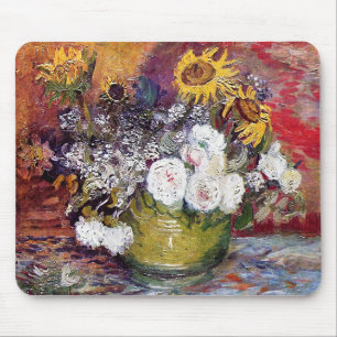 Mousepad Vida contínua com Rosas e girassóis - Van Gogh