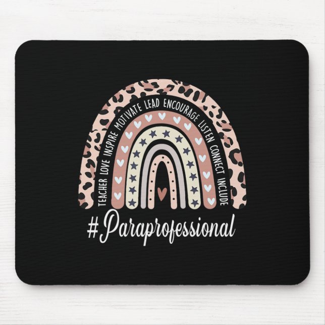 Mousepad Vida de Paraprofissional Boho Leopardo Arco-íris D (Frente)