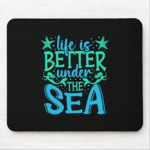 Mousepad Vida de sereia debaixo do mar Férias Biólogo marin