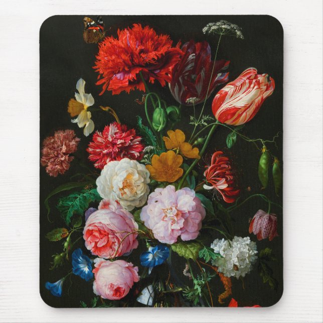 Mousepad Vida Estática com Flores num Vaso de Vidro (Frente)