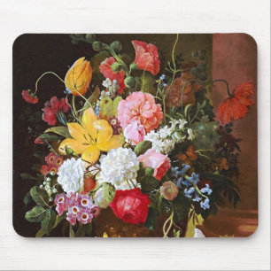 Mousepad Vida Estática Flor De Tulipas E Violetas De Rosa