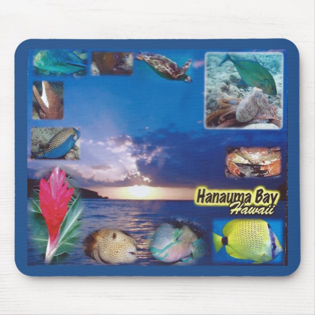 Mousepad Vida marinha da baía de Havaí Hanauma (Frente)