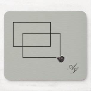 Mousepad Vida marinha japonesa monocromo neutro em bege lit