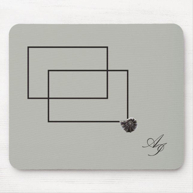 Mousepad Vida marinha japonesa monocromo neutro em bege lit (Frente)