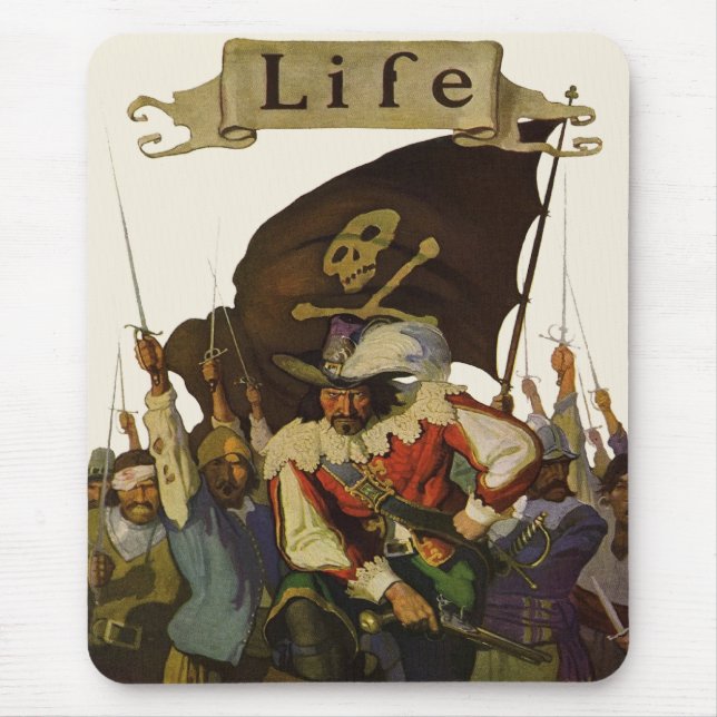 Mousepad Vida Pirata Vintage ilustração de 1921 (Frente)