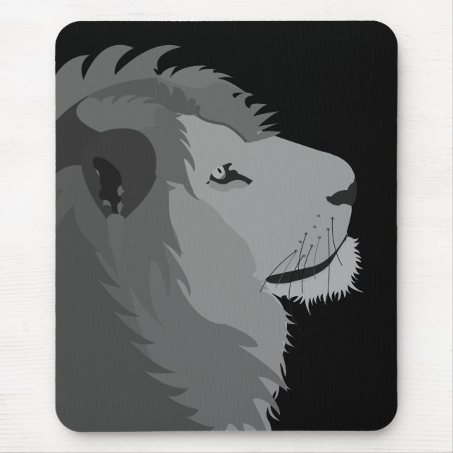 Mousepad Vida Selvagem de Leão Grande Gato Preto e Branco (Frente)