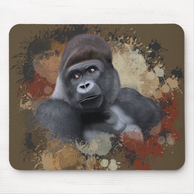 Mousepad Vida Selvagem Sentando Gorila Terra Tone Paint Spl (Frente)