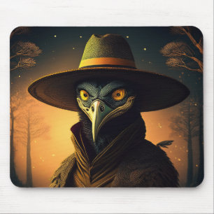 Mousepad Vidente de Tordo Antropomórfico em Traje Elegante