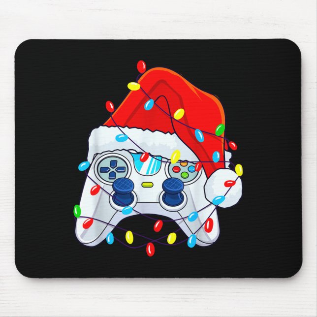 Mousepad Video Game Controller Christmas Santa Hat Gamer Bo (Frente)