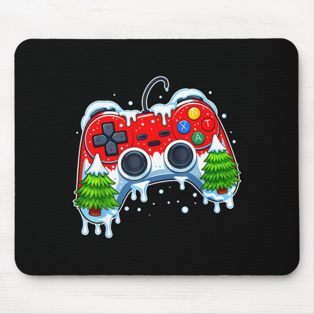 Mousepad Video Game Controller Christmas Santa Hat Gamer Bo (Frente)
