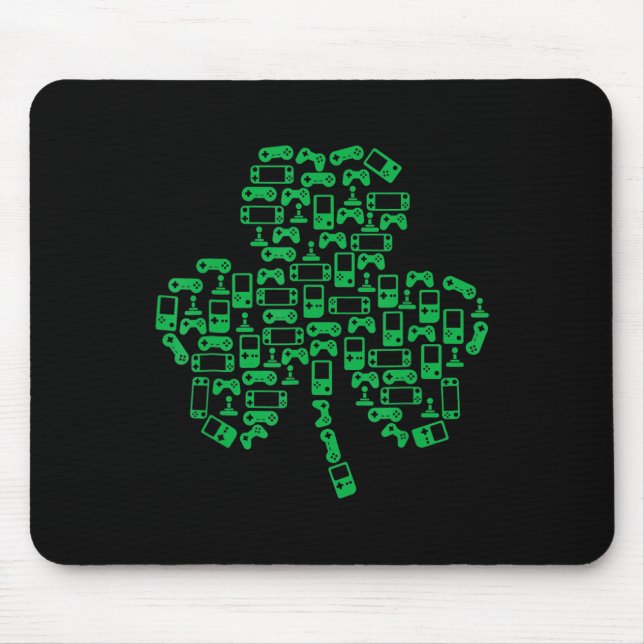 Mousepad Video Game Controller Shamrock Irish Gamer Rua Pat (Frente)