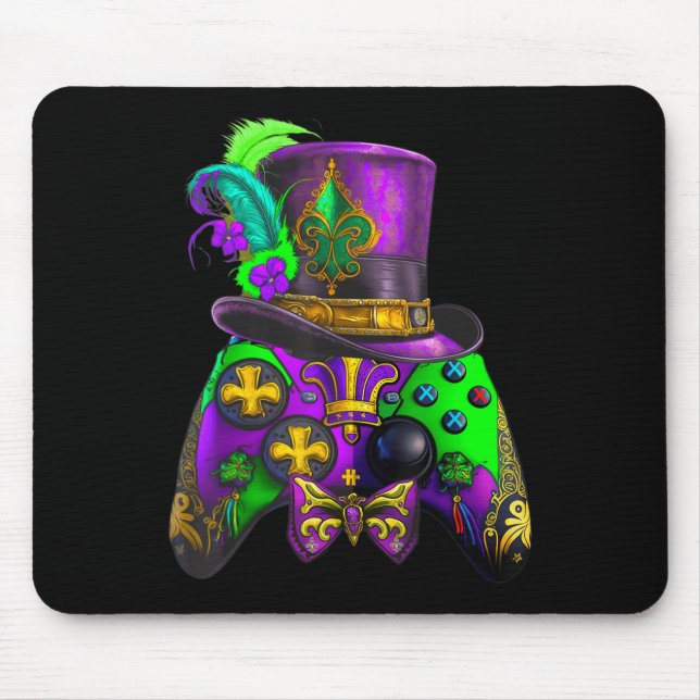 Mousepad Videogame Matrícula Mardi Gras Controlador E espor (Frente)