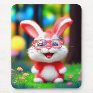 Mousepad Vidro Americano Vestindo Coelho Vermelho-44244