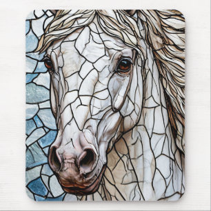 Mousepad Vidro colorido Cavalo Branco
