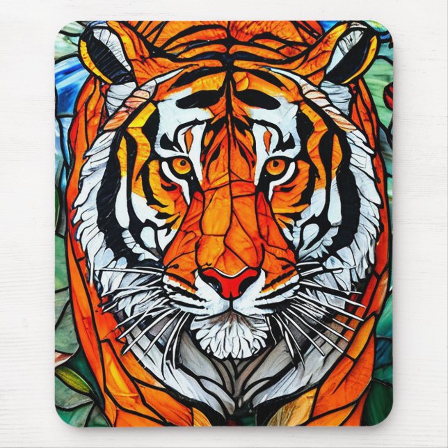 Mousepad Vidro colorido de tigre (Frente)
