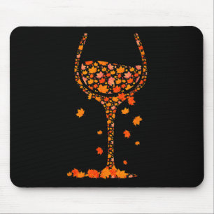 Mousepad Vidro De Folha De Vinho Folha De Outono Queda Bebi