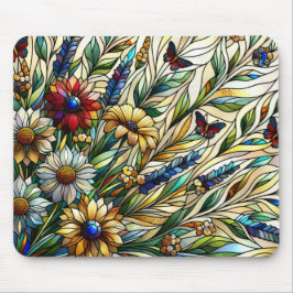 Mousepad Vidro-Design, flores e borboletas