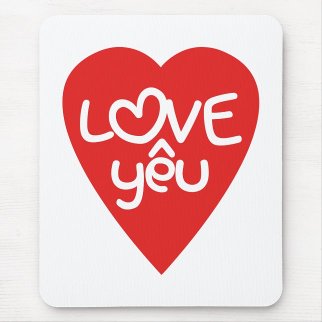 Mousepad Vietnamese Valentine ♥ Love Yêu ♥ Asian Wordplay (Frente)