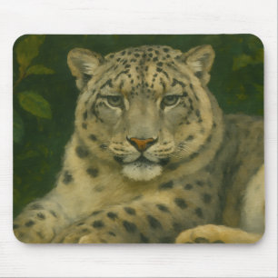Mousepad Vigia Silenciosa - Leopardo da Neve na Luz da Flor