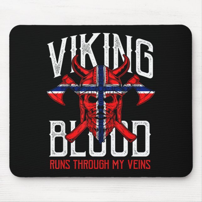 Mousepad Viking Blood Skull Norwegian Flag Pride Norway  (Frente)