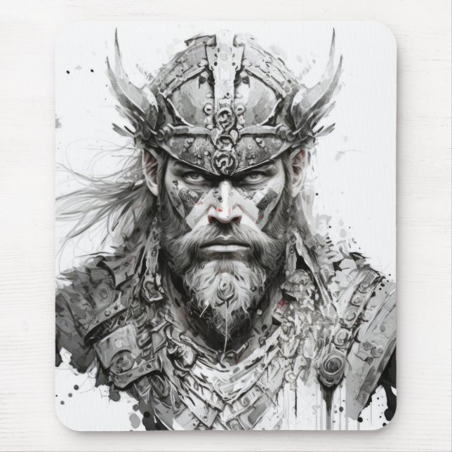 Mousepad Viking Warrior Portrait Painting Historicamente Du (Frente)