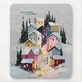 Mousepad Vila de Inverno Colorida com Impasto na Neve