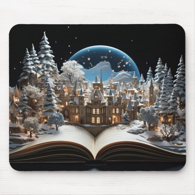 Mousepad Vila Snow-Globe, Livro de Natal (Frente)