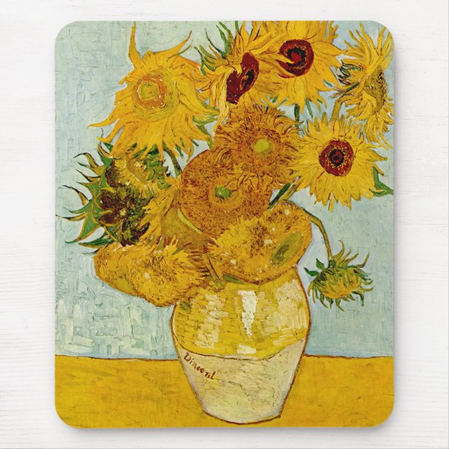 Mousepad Vincent Van Gogh 12 Girassóis Impressionista (Frente)