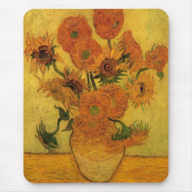 Mousepad Vincent van Gogh Ainda Vase com 15 Girassóis (Frente)