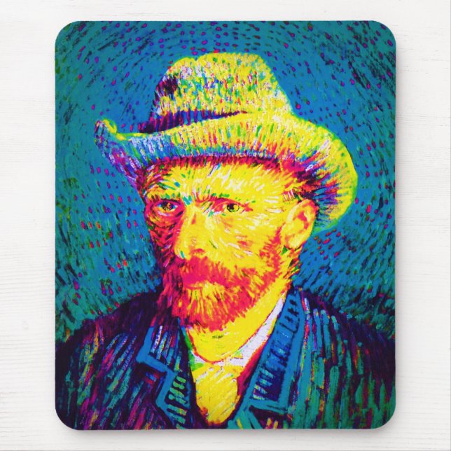 Mousepad Vincent Van Gogh - Autoretrato de arte Pop com cha (Frente)