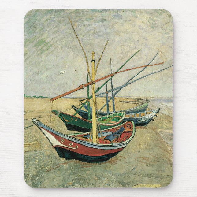 Mousepad Vincent van Gogh - Barcos de Pesca na Praia (Frente)