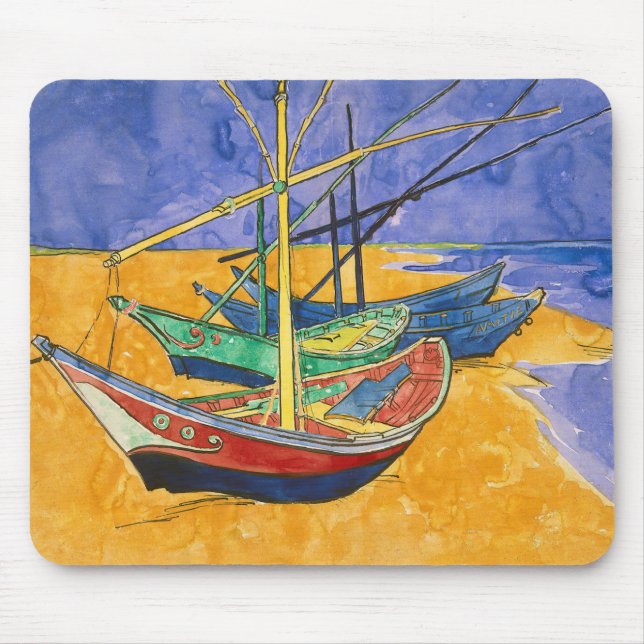 Mousepad Vincent van Gogh - Barcos de Pesca na Praia (Frente)