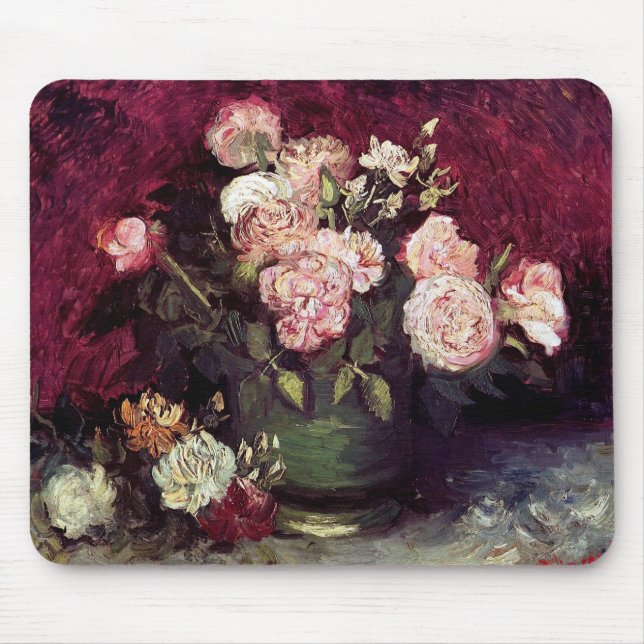 Mousepad Vincent Van Gogh - Boliche com Peonies e Rosas (Frente)