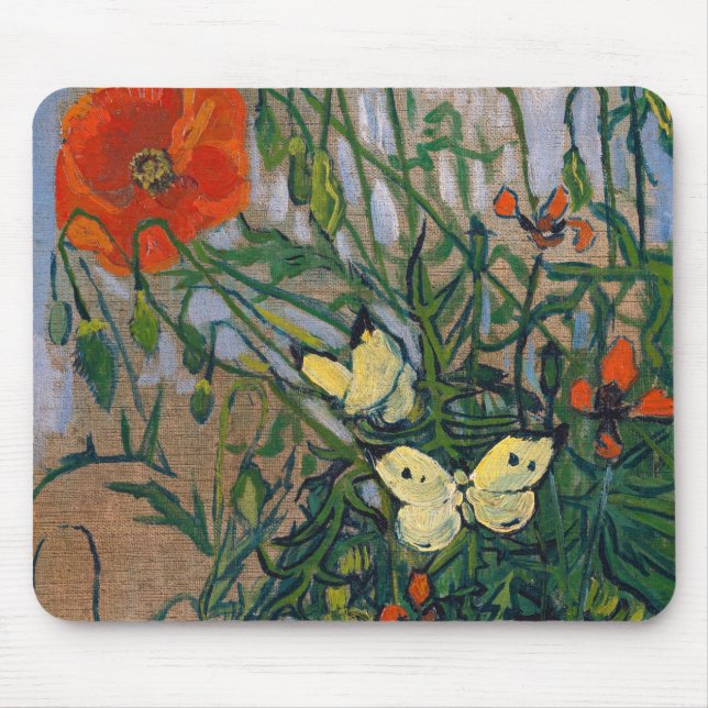 Mousepad Vincent van Gogh - Borboletas e papagaios (Frente)