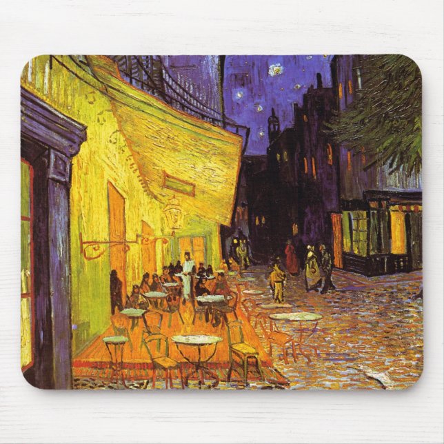 Mousepad Vincent Van Gogh Cafe Terrace À Noite Em Belas Art (Frente)