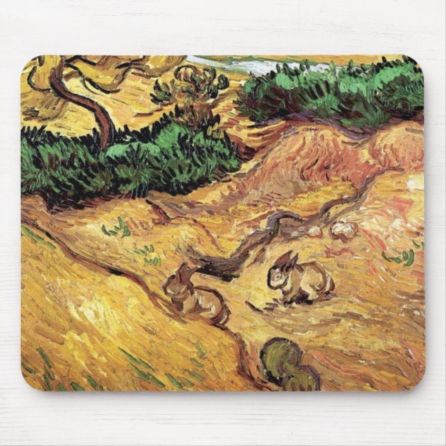 Mousepad Vincent Van Gogh - Campo Com Dois Coelhos De Belas (Frente)