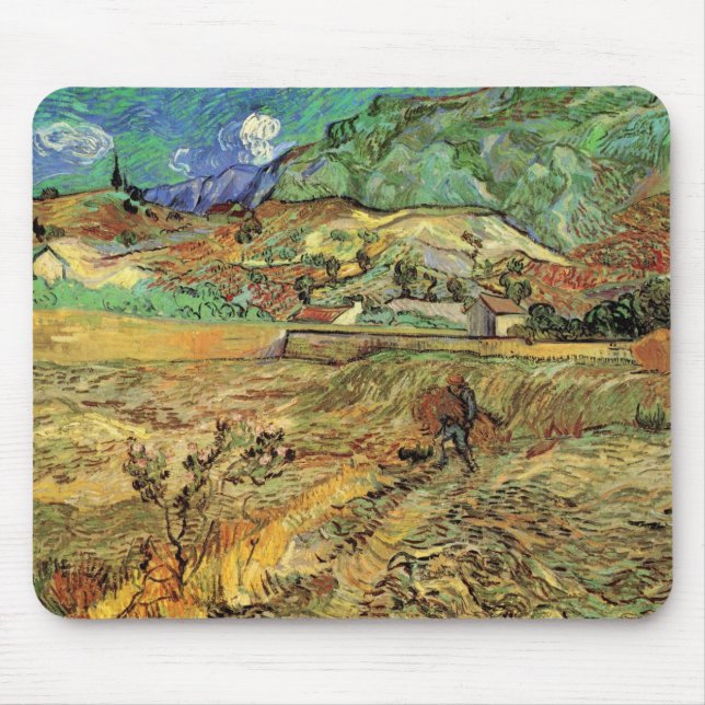 Mousepad Vincent van Gogh - Campo de Trigo Cercado com Camp (Frente)