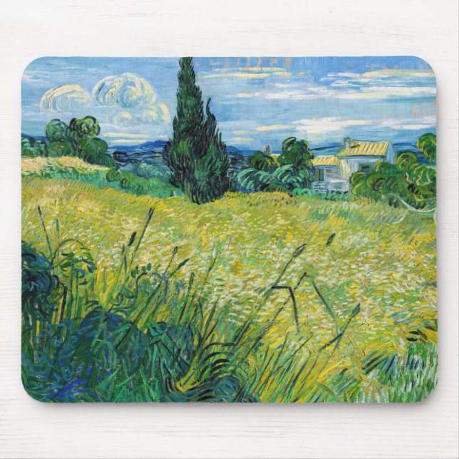 Mousepad Vincent van Gogh - Campo de Trigo Verde com Cypres (Frente)