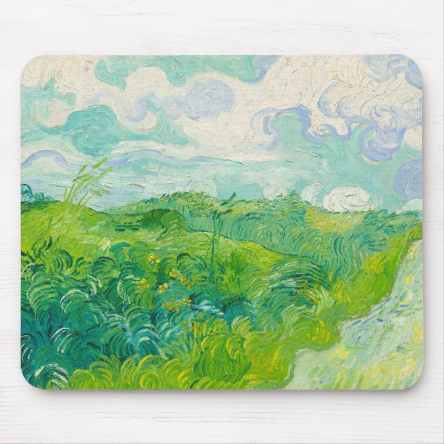 Mousepad Vincent Van Gogh Green Wheat Fields Art Pintura (Frente)