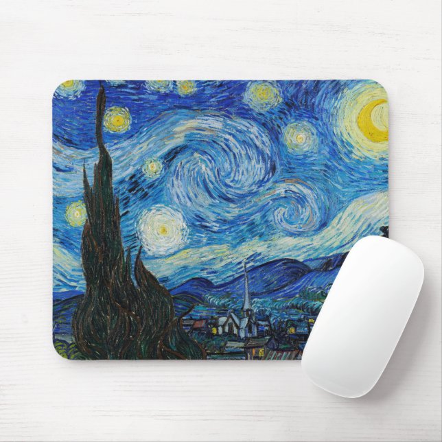 Mousepad Vincent Van Gogh Na Noite Estrelada (Com mouse)