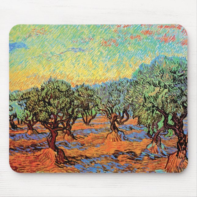 Mousepad Vincent Van Gogh - Olival com Céu Alaranjado (Frente)