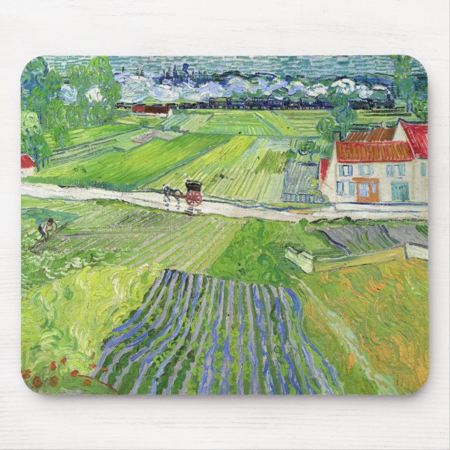 Mousepad Vincent van Gogh - Paisagem com Carruagem e comboi (Frente)