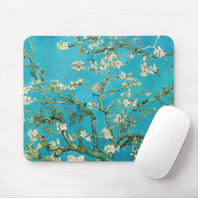 Mousepad Vincent Van Gogh pintando Flores de Amendoeira (Com mouse)