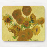 Mousepad Vincent van Gogh - Vase com Quinze Girassóis<br><div class="desc">Vase com Quinze Girassóis / Vase avec quinze Tornesols - Vincent Van Gogh,  agosto de 1888 - Girassóis versão 1888 (F454)</div>