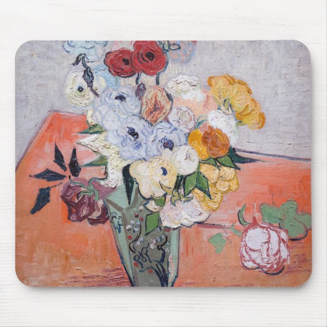 Mousepad Vincent van Gogh - Vase com Rosas e Anêmonas (Frente)