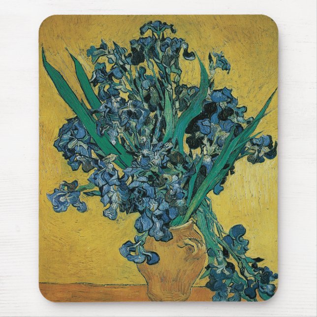 Mousepad Vincent van Gogh - Vase w Irises - Fundo Amarelo (Frente)