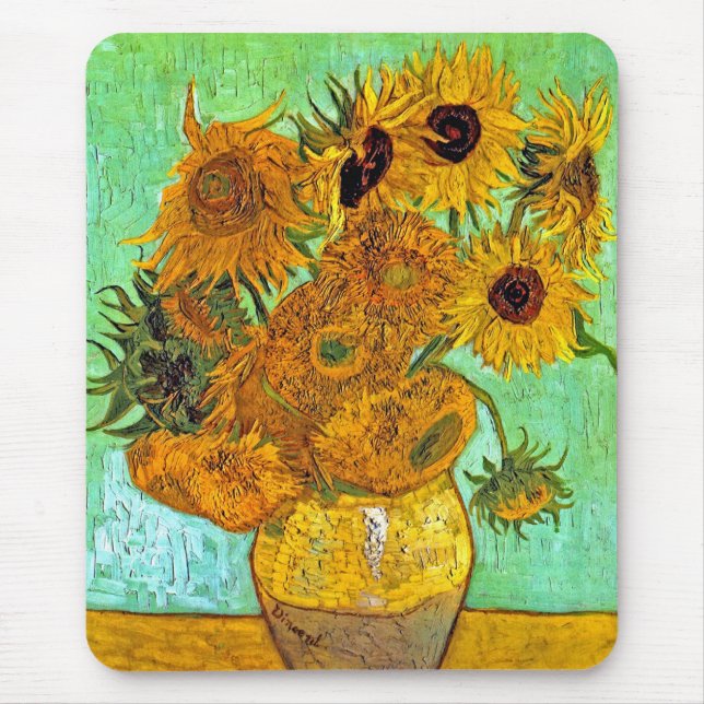 Mousepad Vincent Van Gogh - Vaso Com Doze Girassóis (Frente)