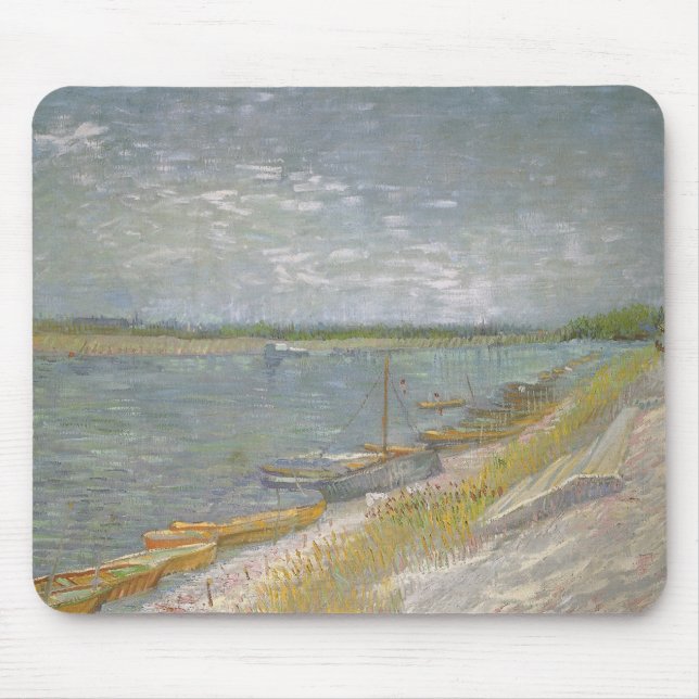 Mousepad Vincent van Gogh - Vista de um rio com Barcos Rema (Frente)