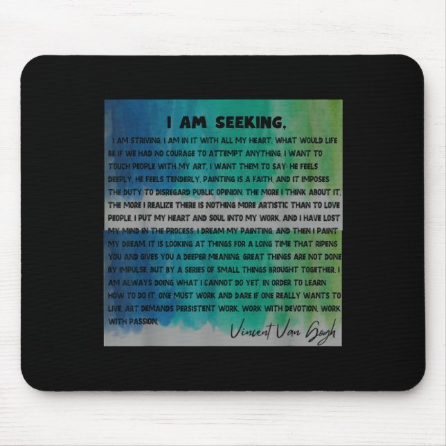Mousepad Vincent Van Gogh Words Quotes Manifesto Tygraphy G (Frente)